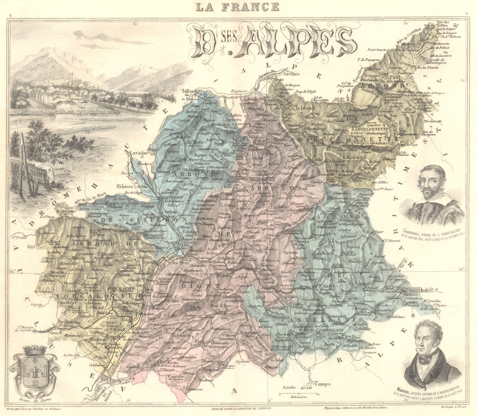 ALPES-DE-HAUTE-PROVENCE.Basses-Alpes dépt.Digne-les-Bains.Vuillemin 1903 map